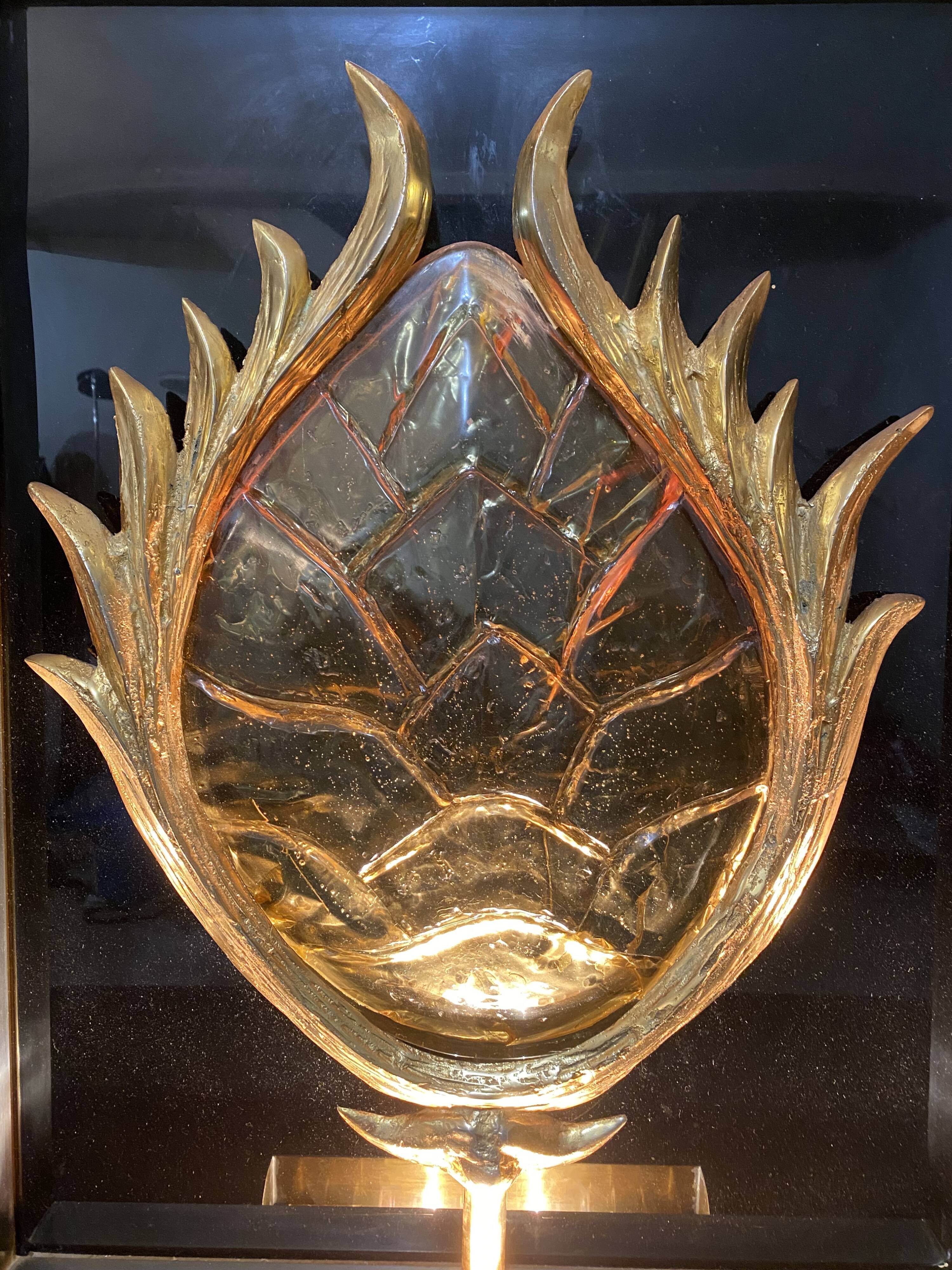 Wall lamp sculpture turtle in resin