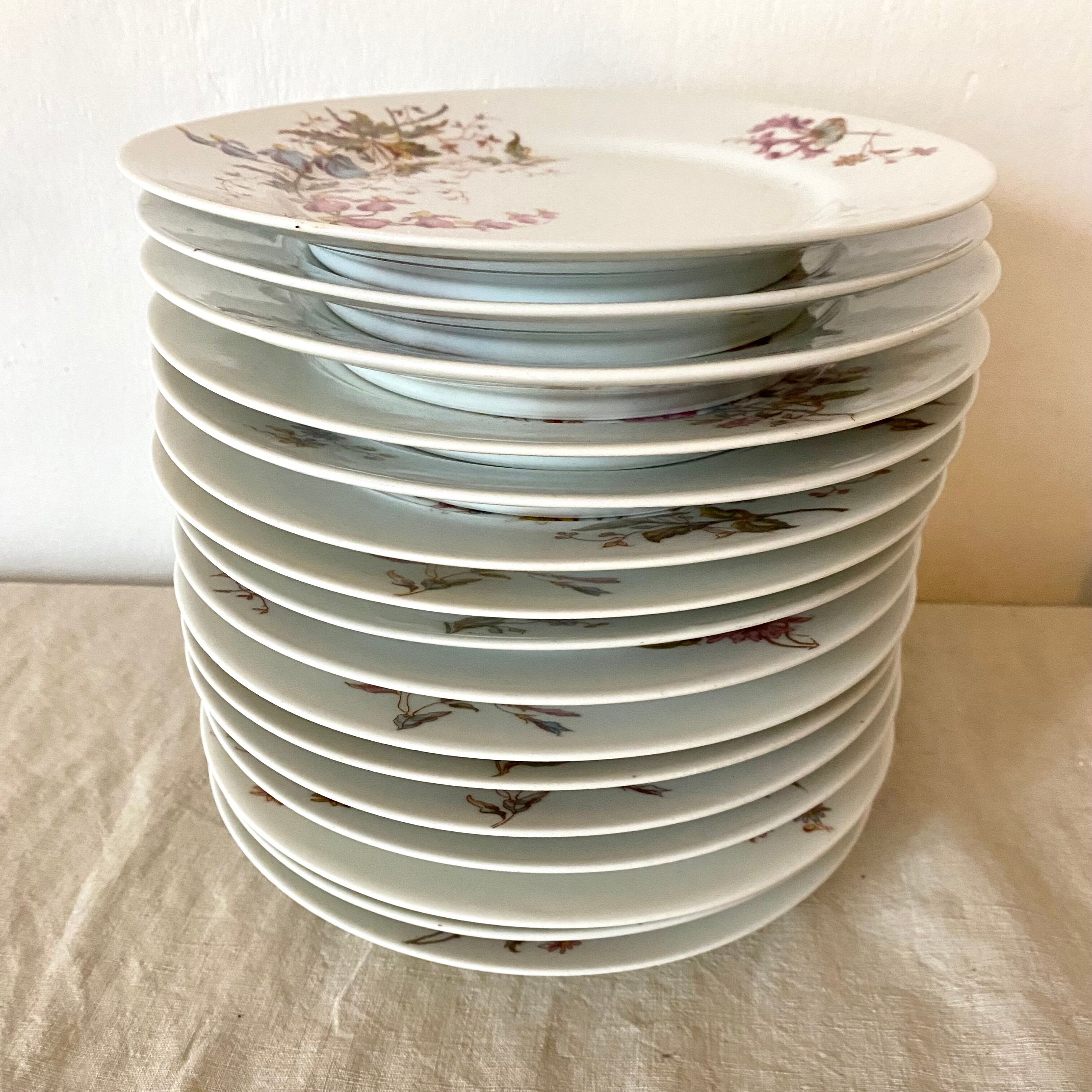 Floral porcelain dessert plates x14