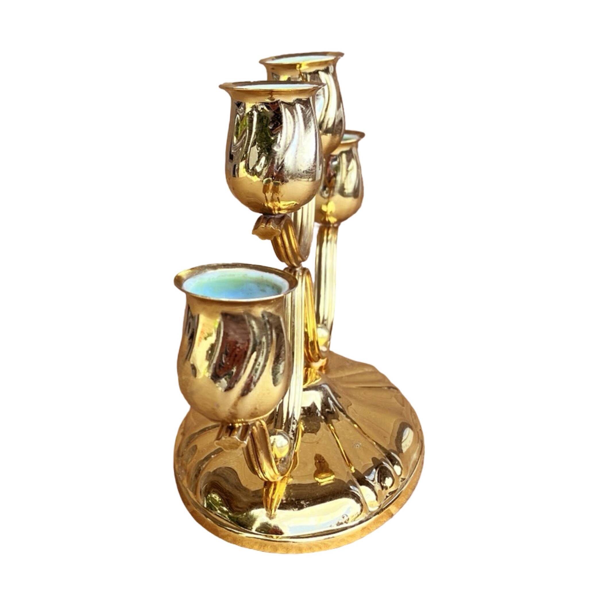 Four-light, gold-plated table candlestick, Germany, 1940s.