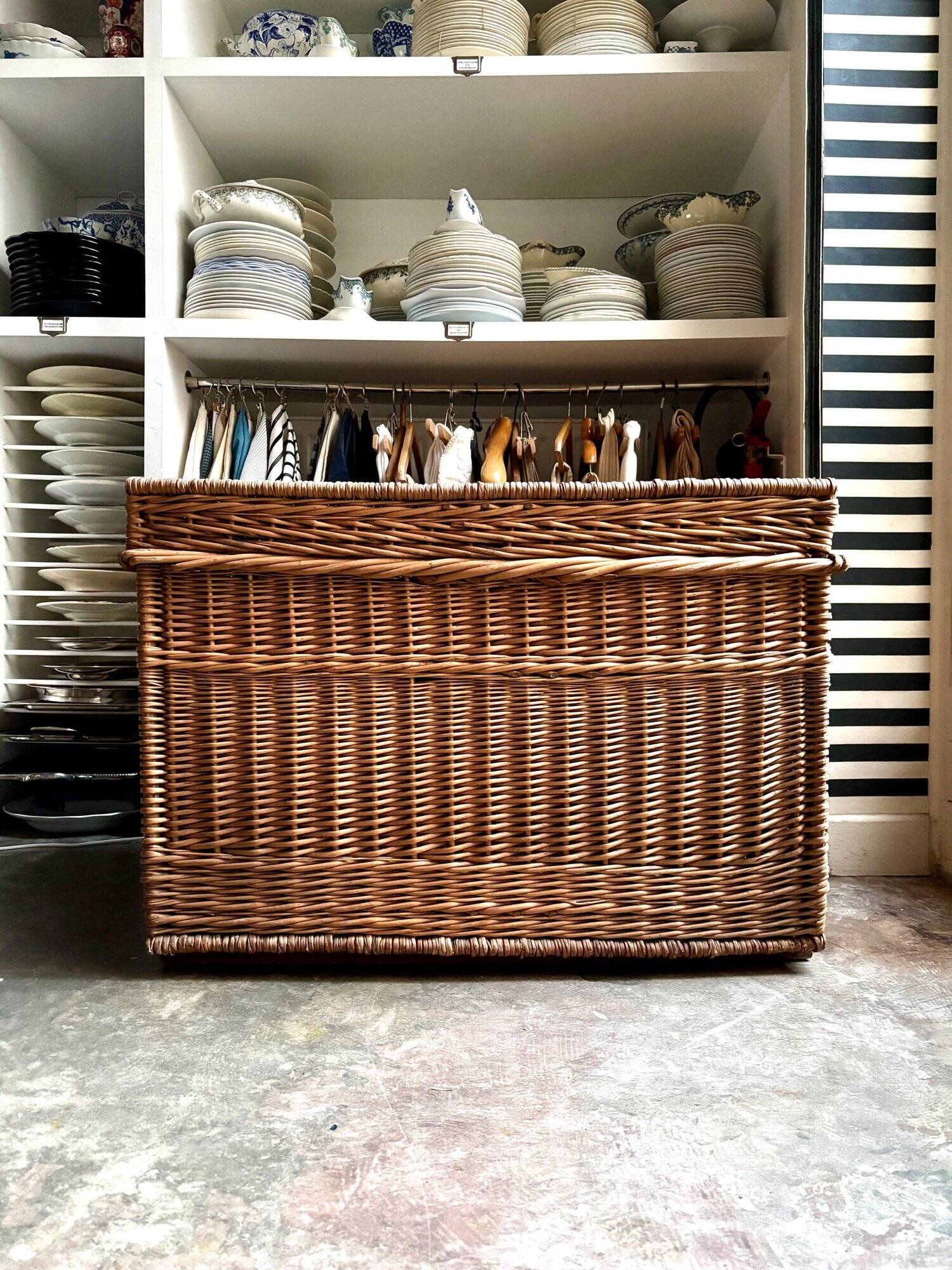 Trunk, chest in woven wicker
