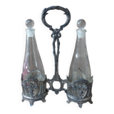 Ancien serviteur de table Art Déco - Porte huilier et vinaigrier en métal
