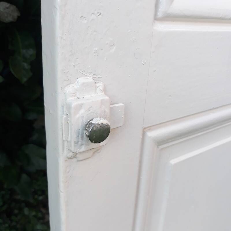 Communication door H218.5xL80cm, old panelled and moulded.