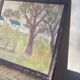Paysage au pastel cadre bois