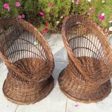 Wicker basket armchairs