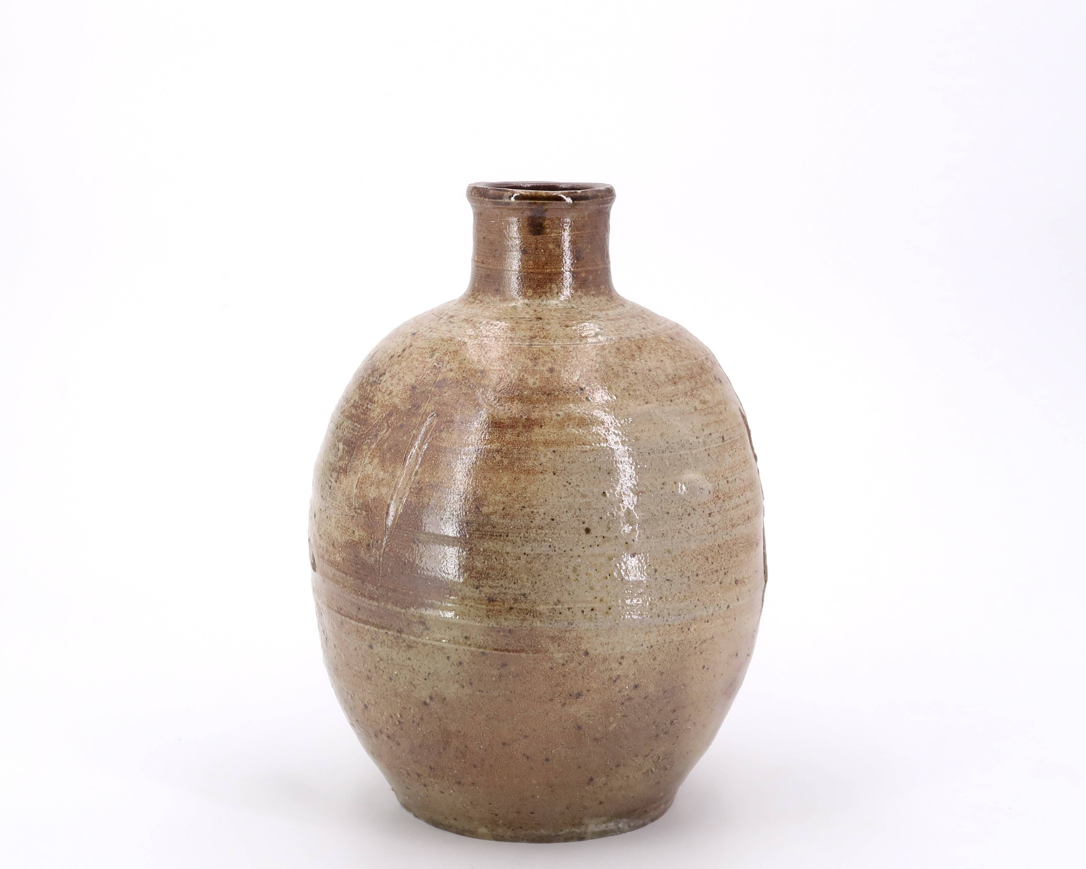 Stoneware bottle vase by Jean Michel Doix