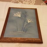 Dessous de plat carreau bleu fleurs emaillees