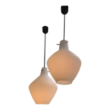 Pair of scandinavian opaline pendant lamps  1950