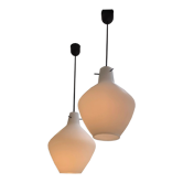 Paire de suspensions scandinave en opaline 1950