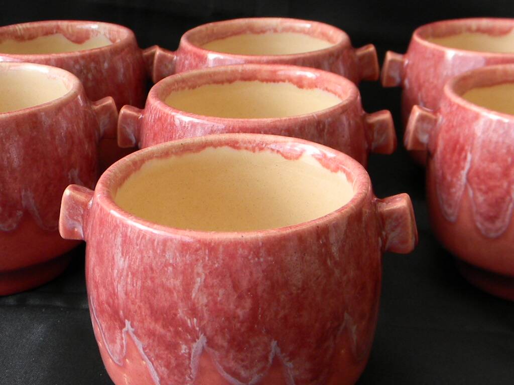 7 small ceramic pots by Jacques LACHENY. Saint Amand en Puisaye.
