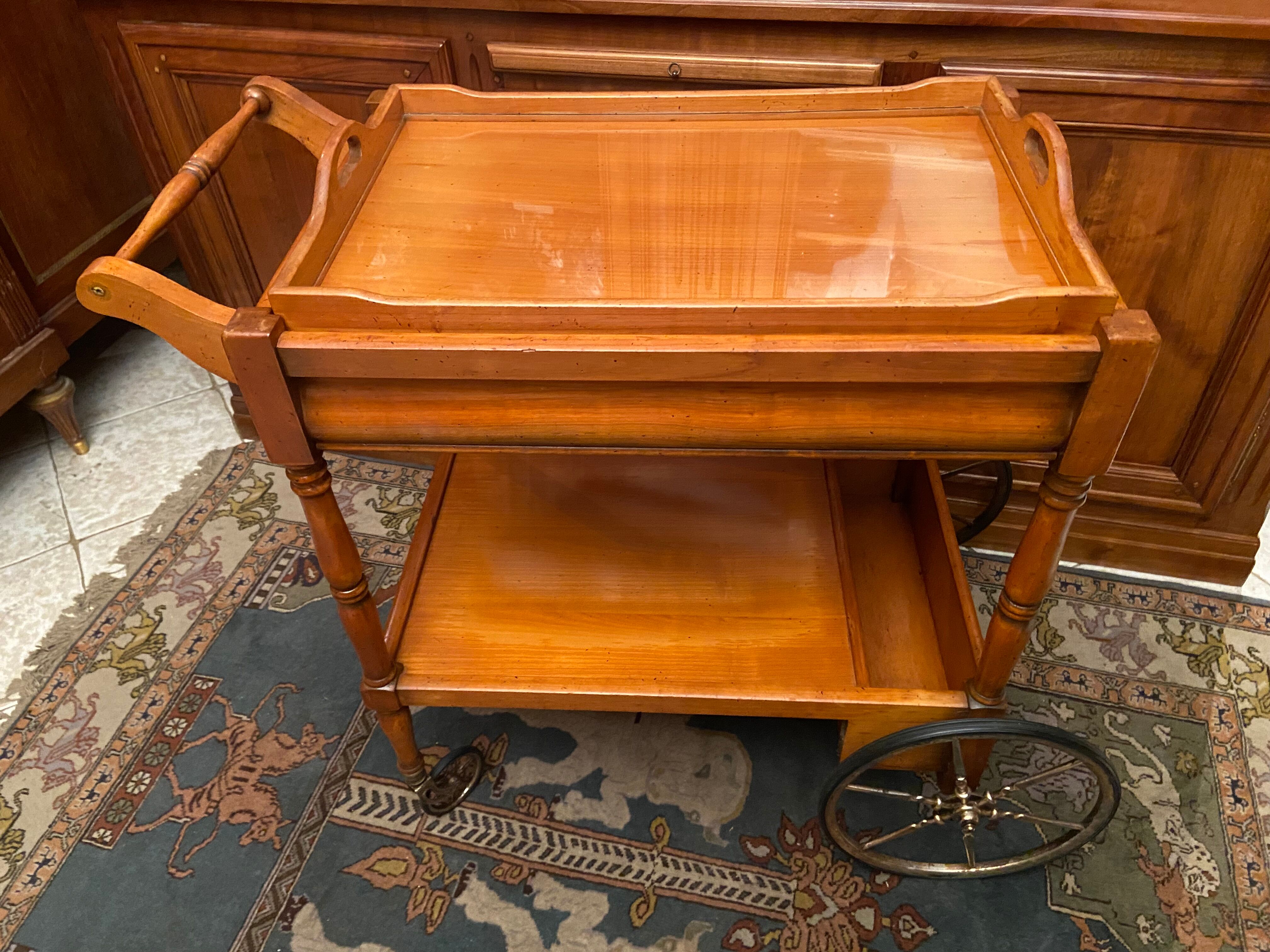 Serving table in blond cherrywood with removable top
