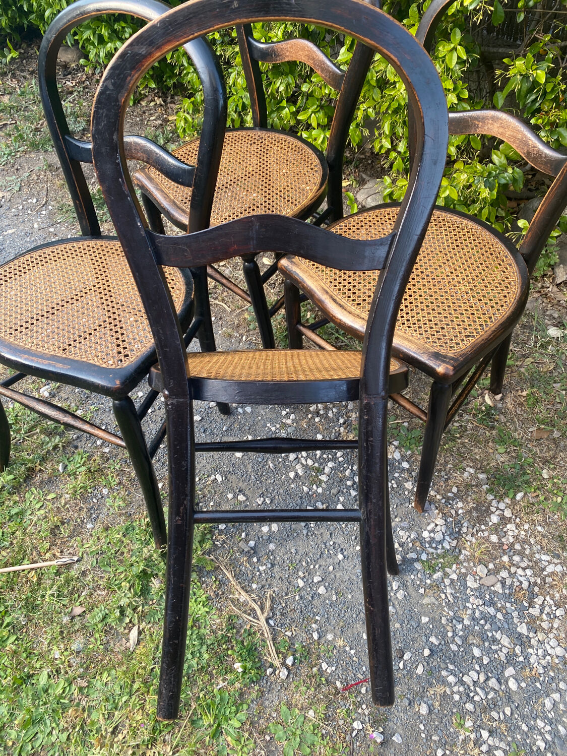 4 Napoleon III blackened wooden chairs