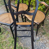 4 Napoleon III blackened wooden chairs