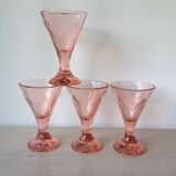 Coupes à glace de bistrot en verre rose - vintage