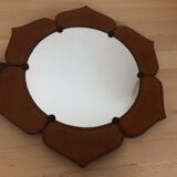 Mirror flower leather and metal 67 x 32 cm