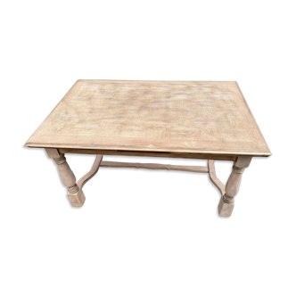 Renovated extendable farmhouse dining table in wood, 255cm from the 20th century.