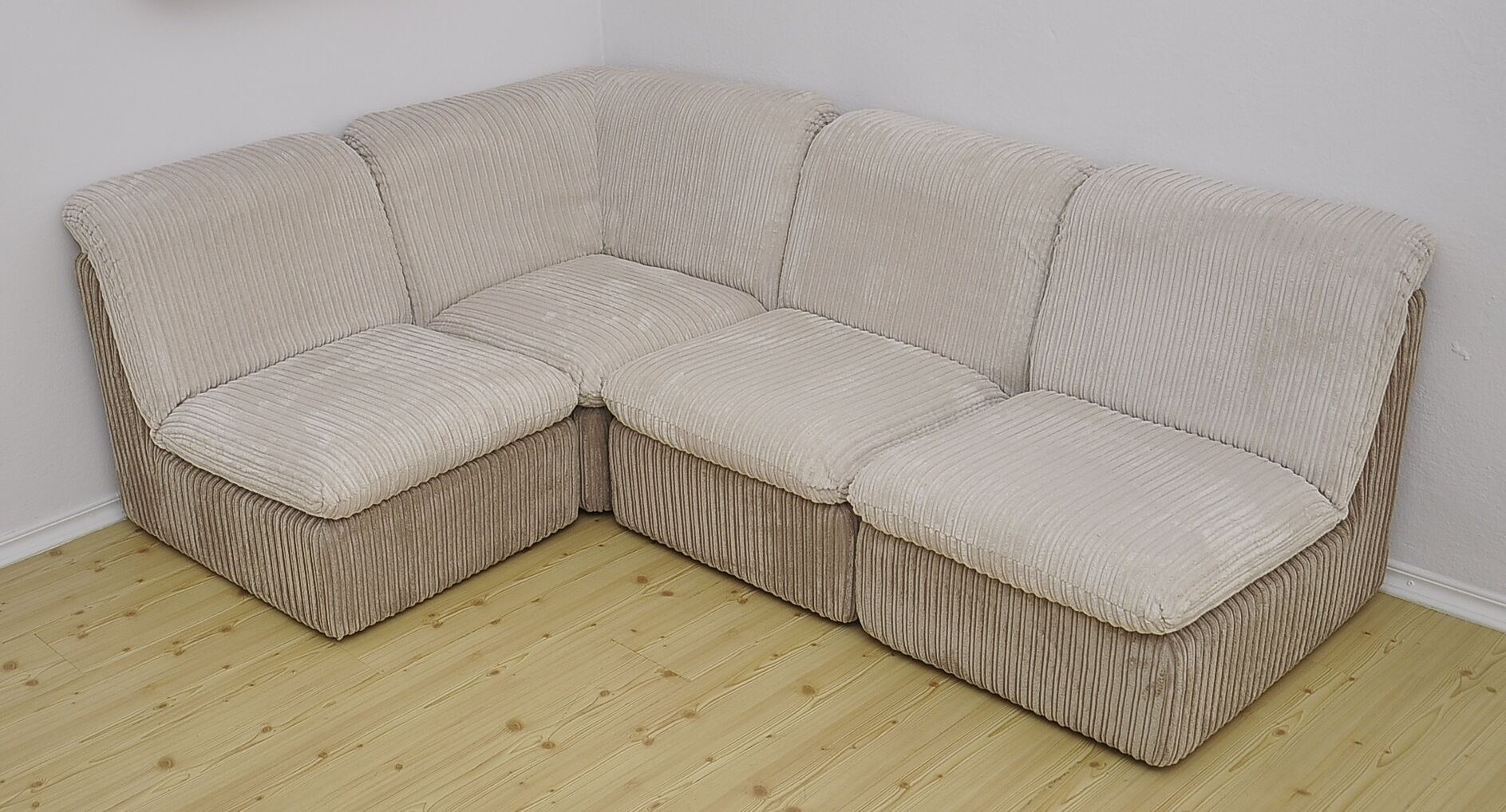 Mid-century 2-color corduroy modular sofa, 1970