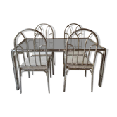 Vintage metal bamboo table and chairs