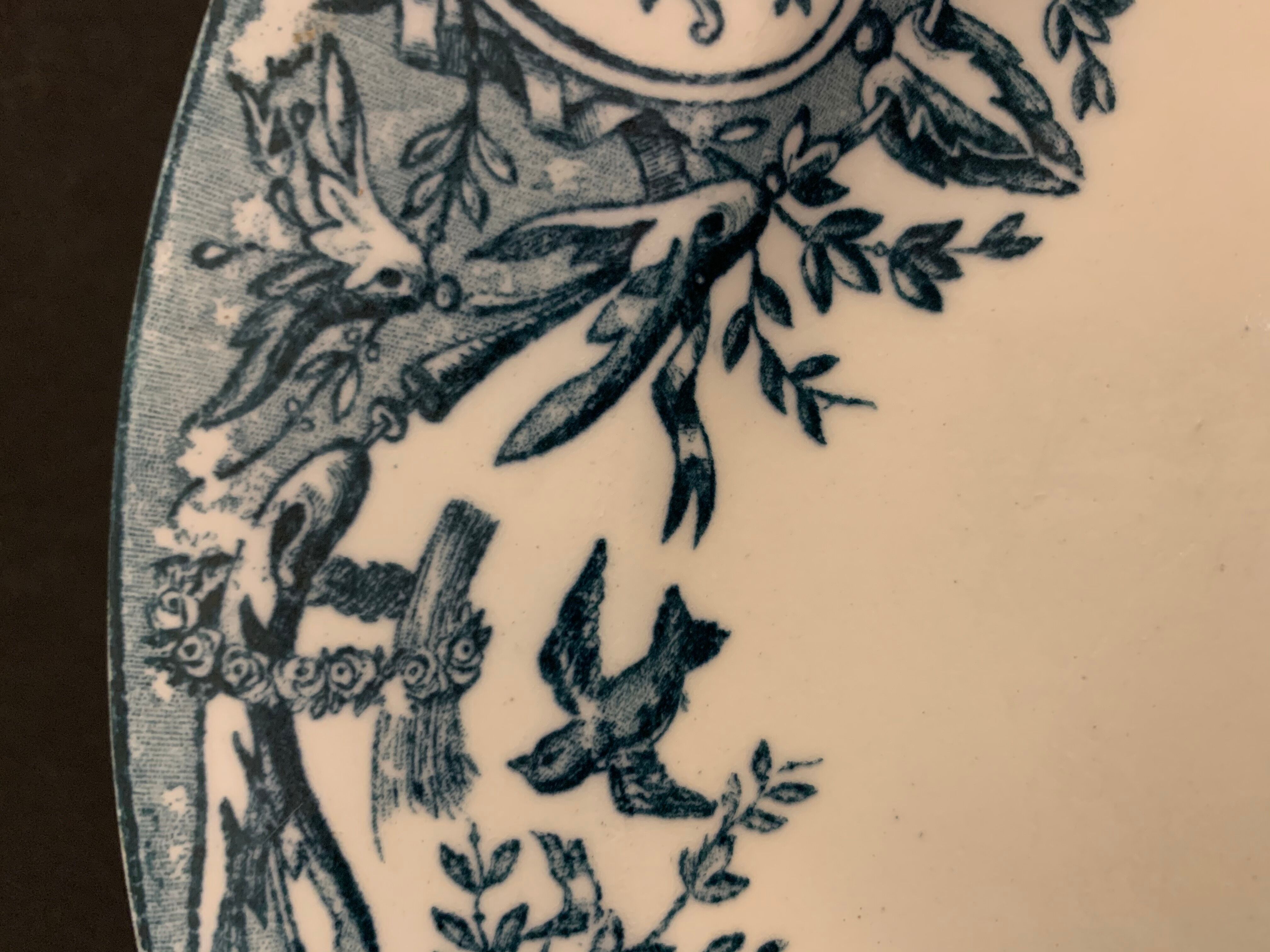 10 old blue flat plates Terre de Fer Léon Graves model Louis XVI, twentieth century