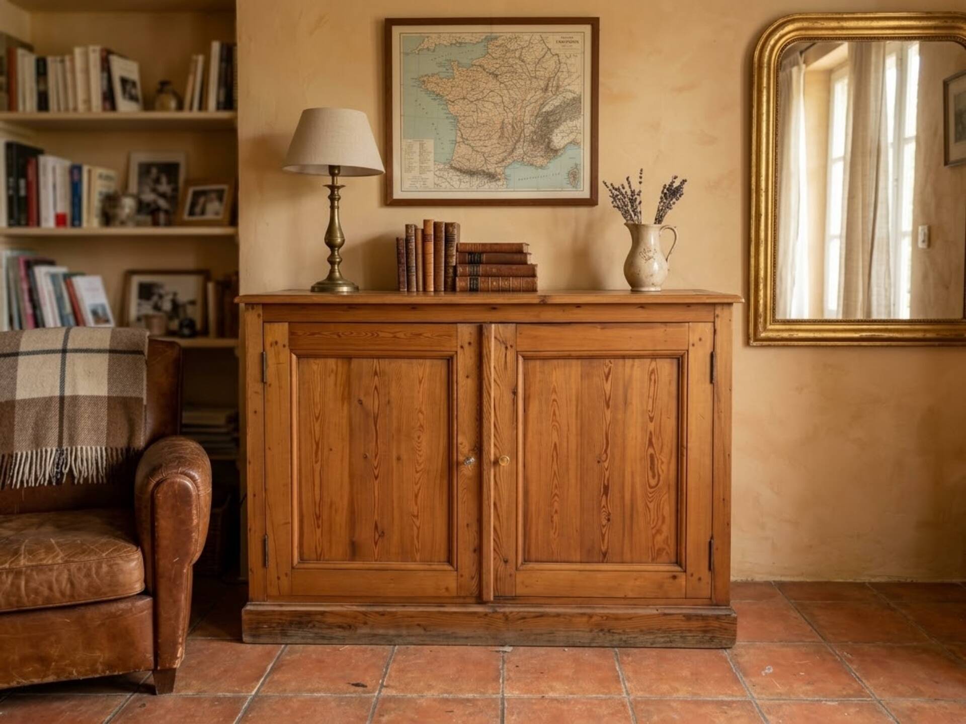 Buffet in Pitchpine, 2 doors, professional furniture.