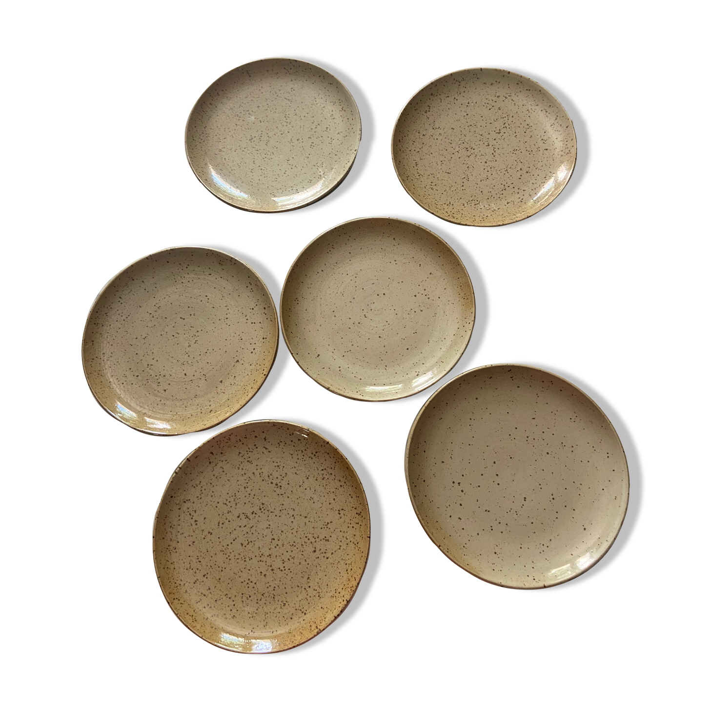 Series of 6 vintage stoneware plates