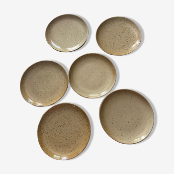 Series of 6 vintage stoneware plates