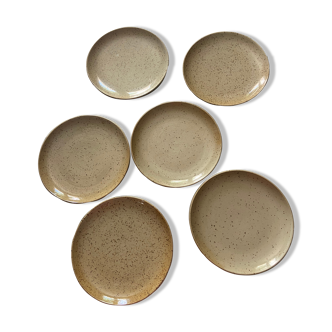 Series of 6 vintage stoneware plates