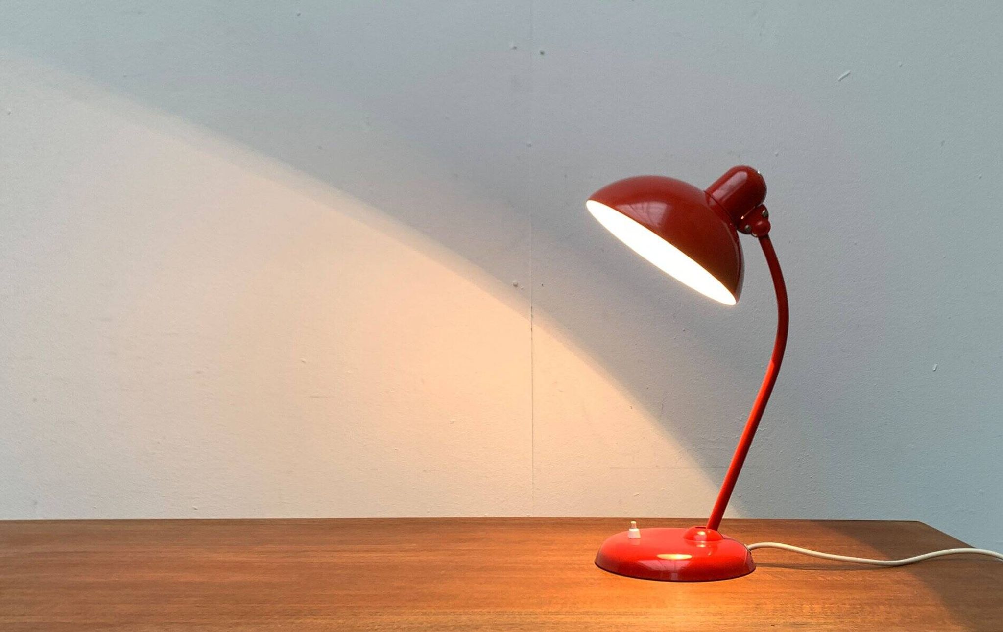 Red German table lamp mid-century 6556 by Christian Dell for Kaiser Idell, 1960s