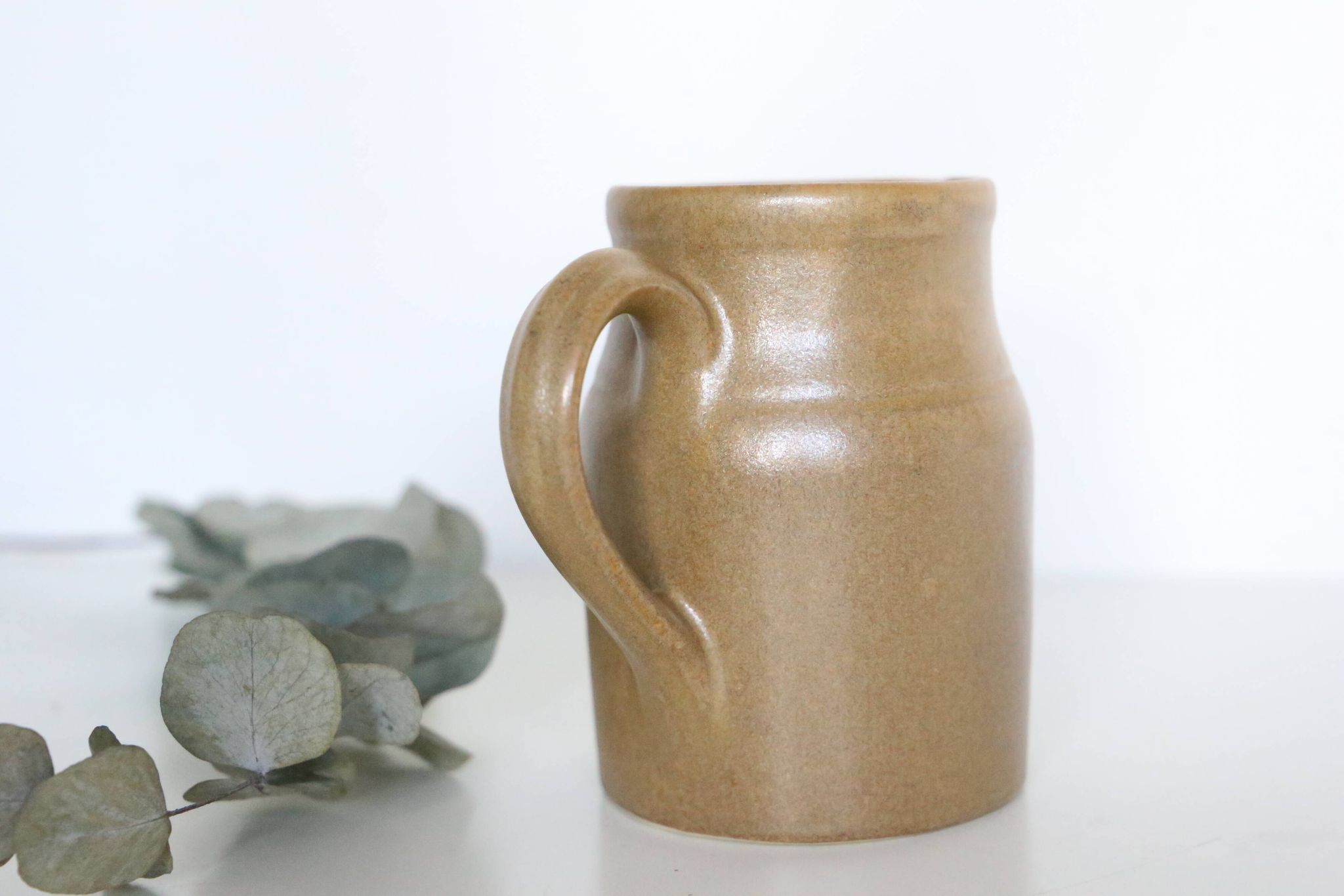 Digoin sandstone jug, matt varnish, made in France, vintage