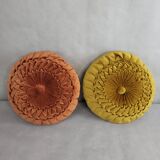 Round pleated velvet cushion