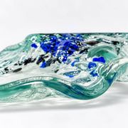 Grand centre de table en verre fusionné – pièce sculpturale abstraite
