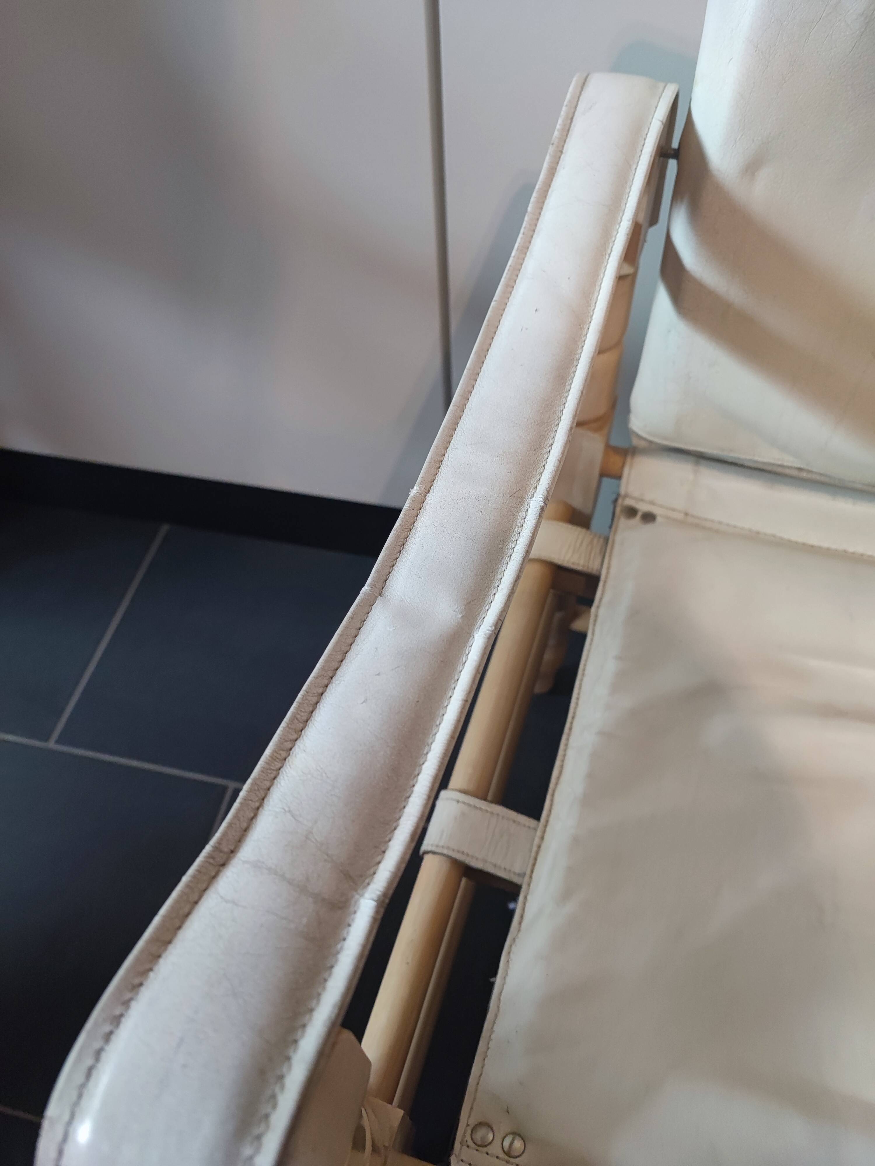 White leather safari armchair