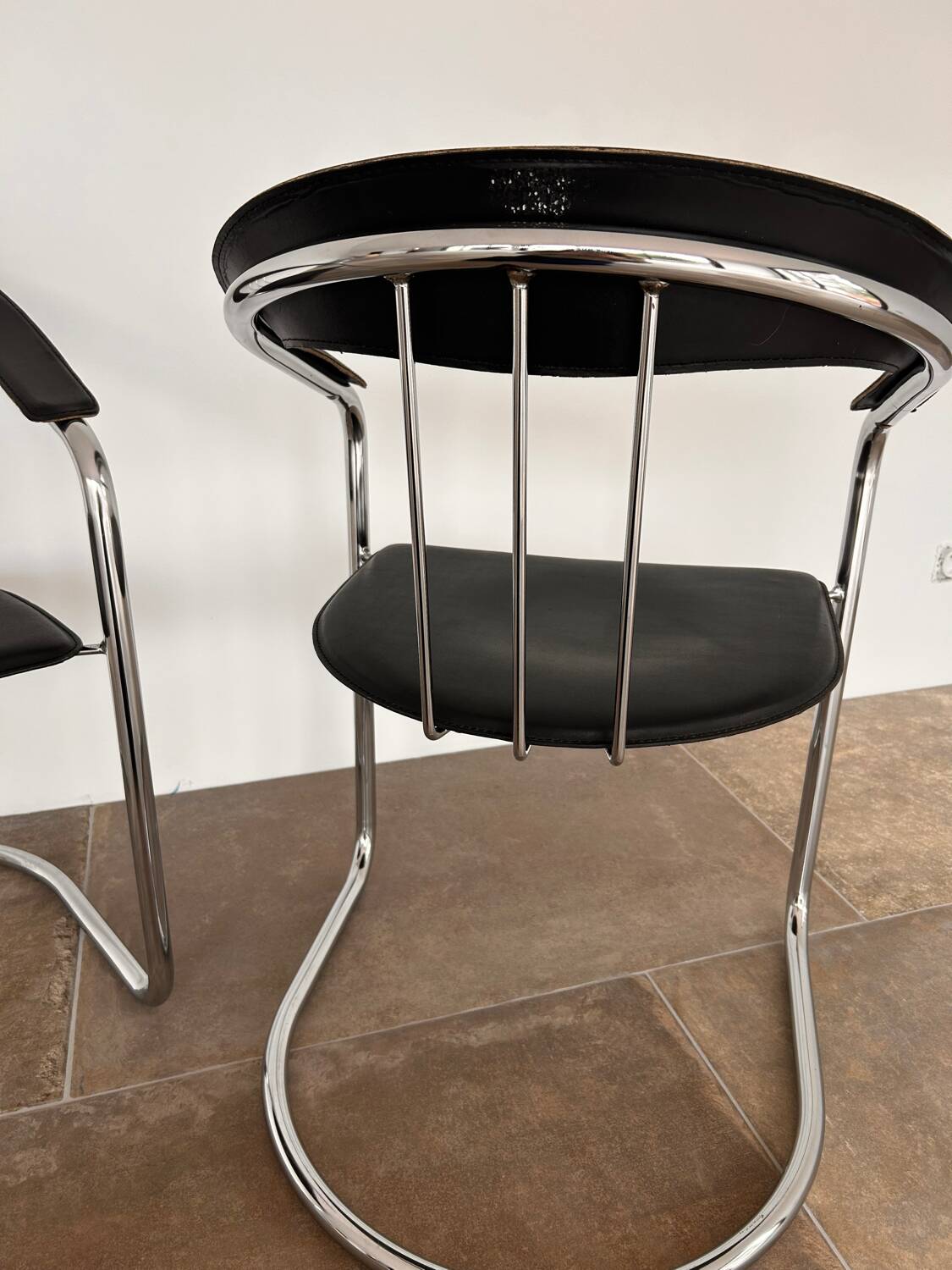 Chaises de bureau arrben italie années 70 chrome