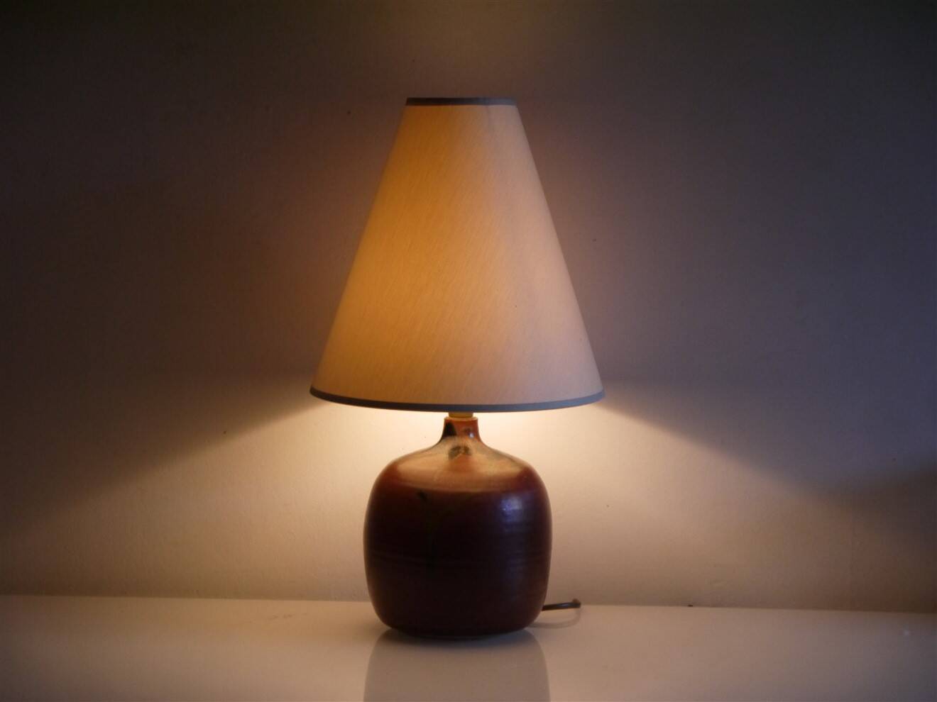 Vintage turned stoneware lamp
