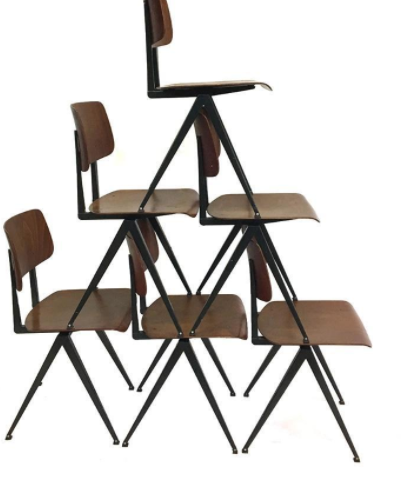 Set de 6 chaises vintage Galvanitas modèle S16