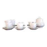 Limoges, Camille Tharaud - Service à café pour 8 pers. en porcelaine de Limoges, décor "Cygne"
