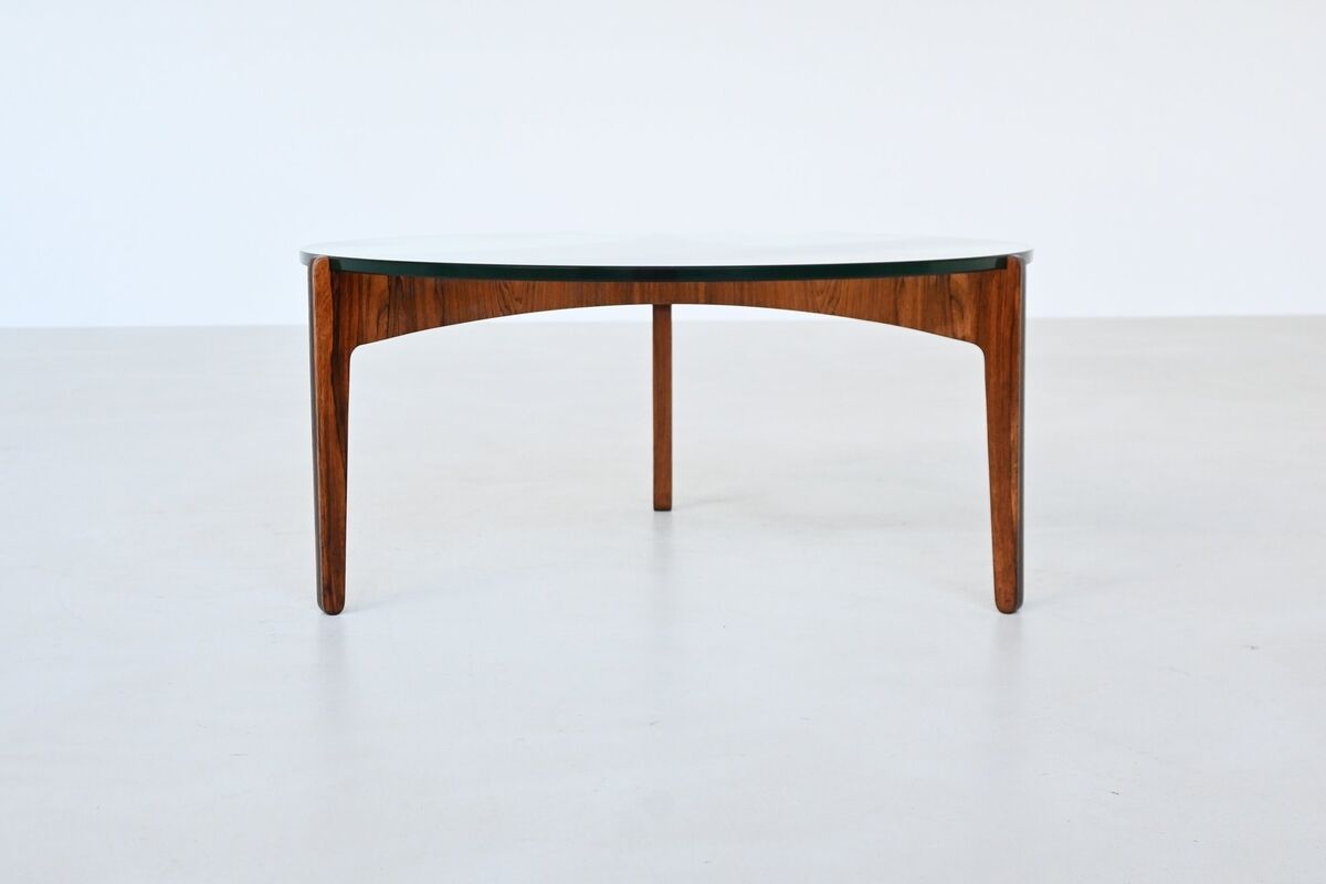 Sven Ellekaer sculptural coffee table rosewood Linneberg Denmark 1962
