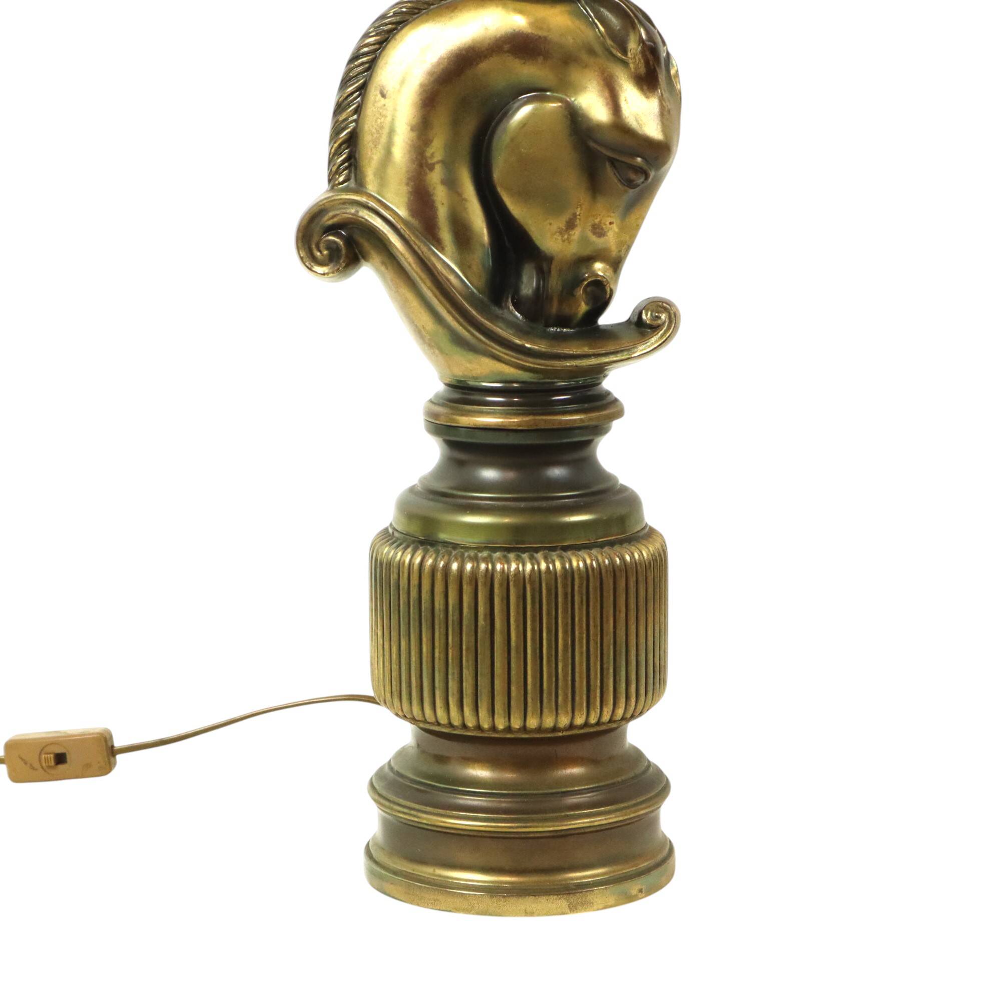 Lusterie Deknudt Vintage Horse Head Table Lamp XL Brass