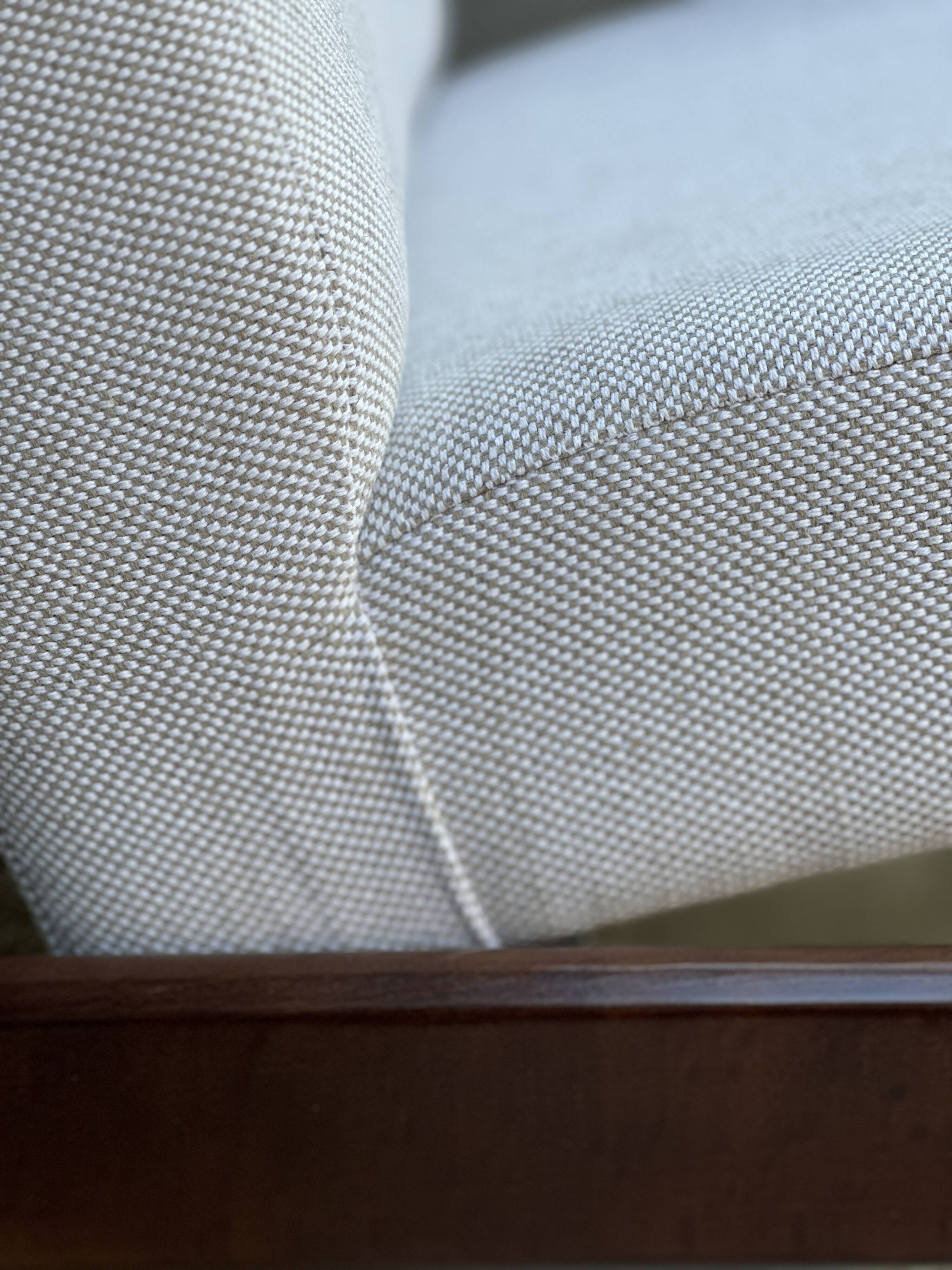 Mid Century Armchairs in Beige Linen, by Edmund Homa, 1960s, Set of Two