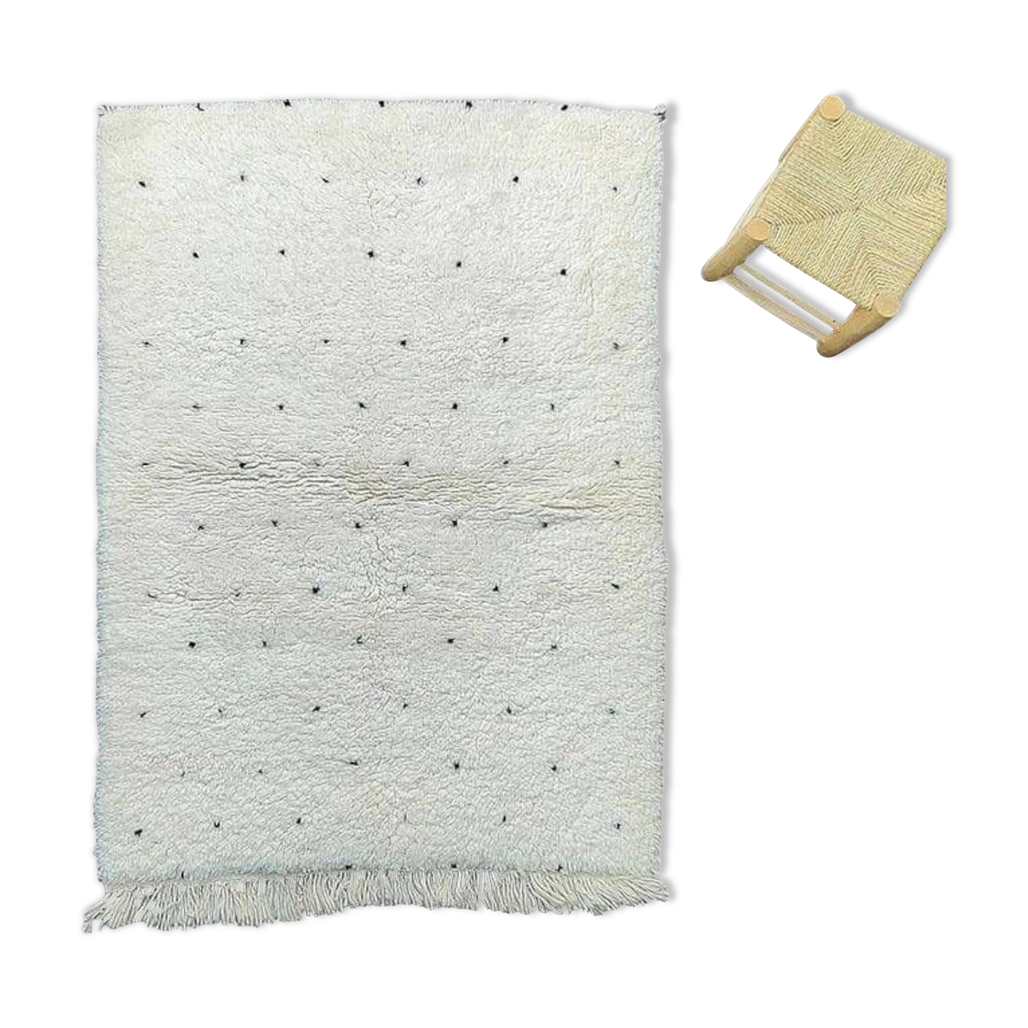 Beni Ouarain Berber Rug with Black Polka Dots