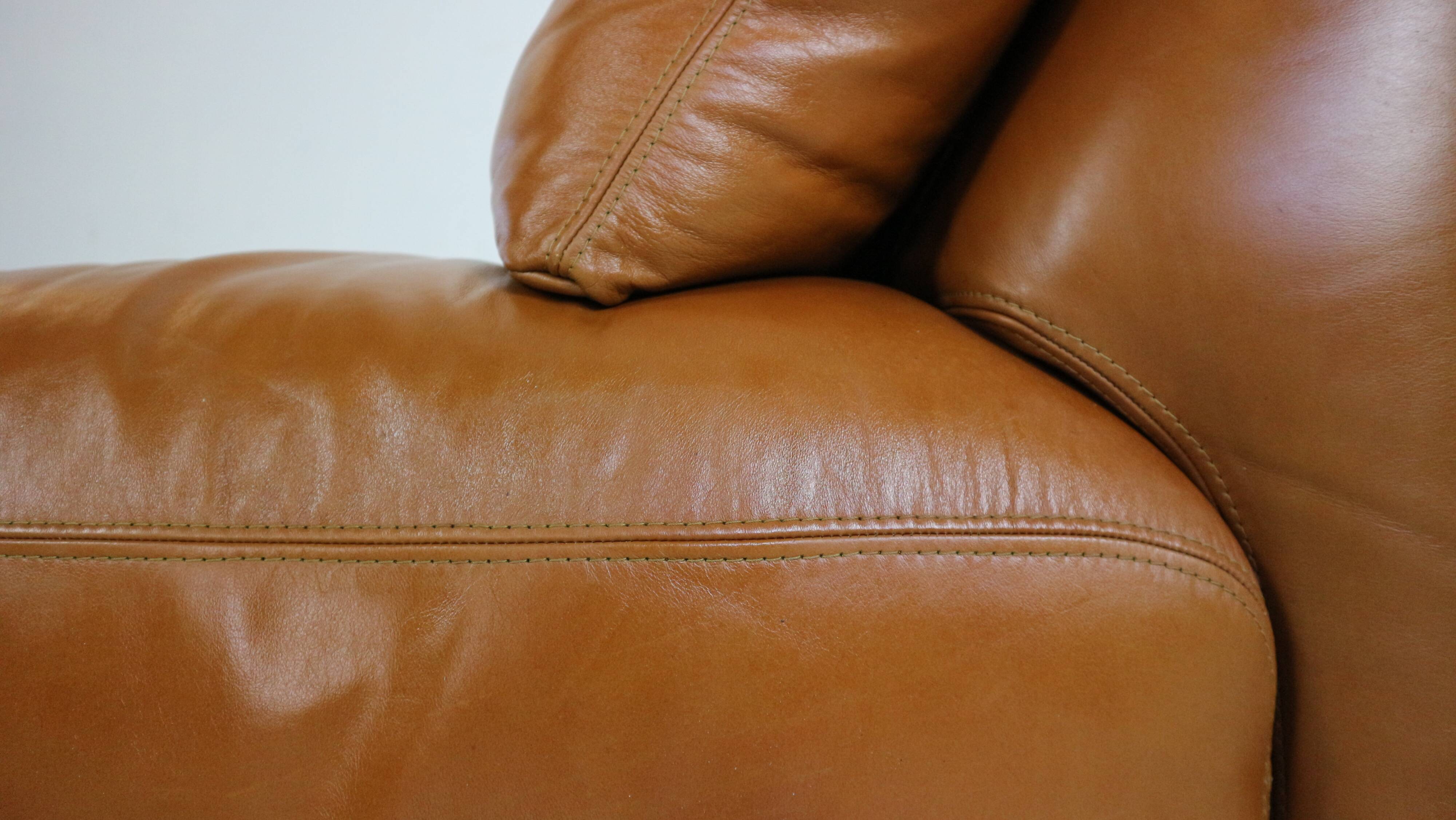 Cini Boeri Cognac Leather 2 Seater "Bengodi" Sofa For Arflex, 1970 Italy