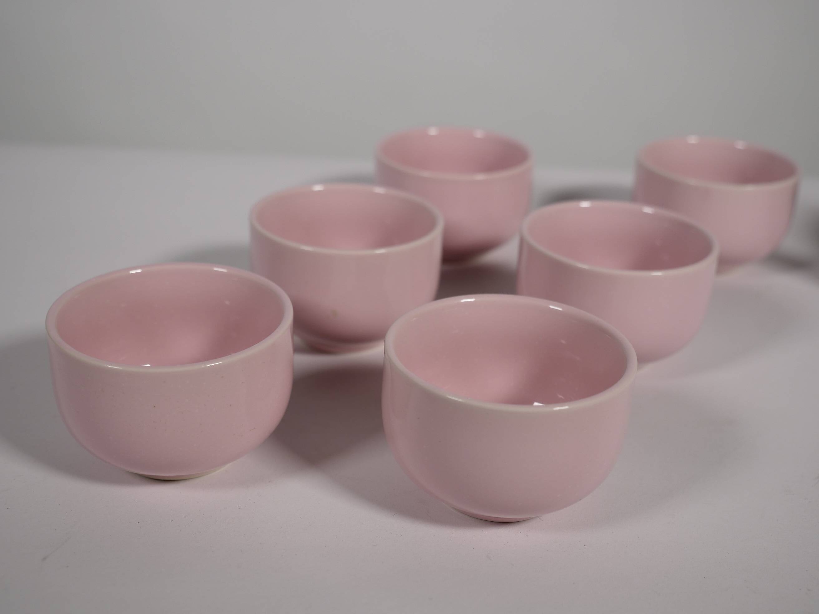 Mid-Century Vintage Tea Set Pastel Pink Porcelain Teapot & Cups, 1960s