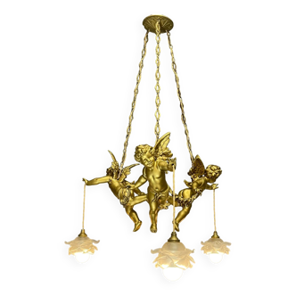 Lustre anges,chérubins ancien art déco 1930