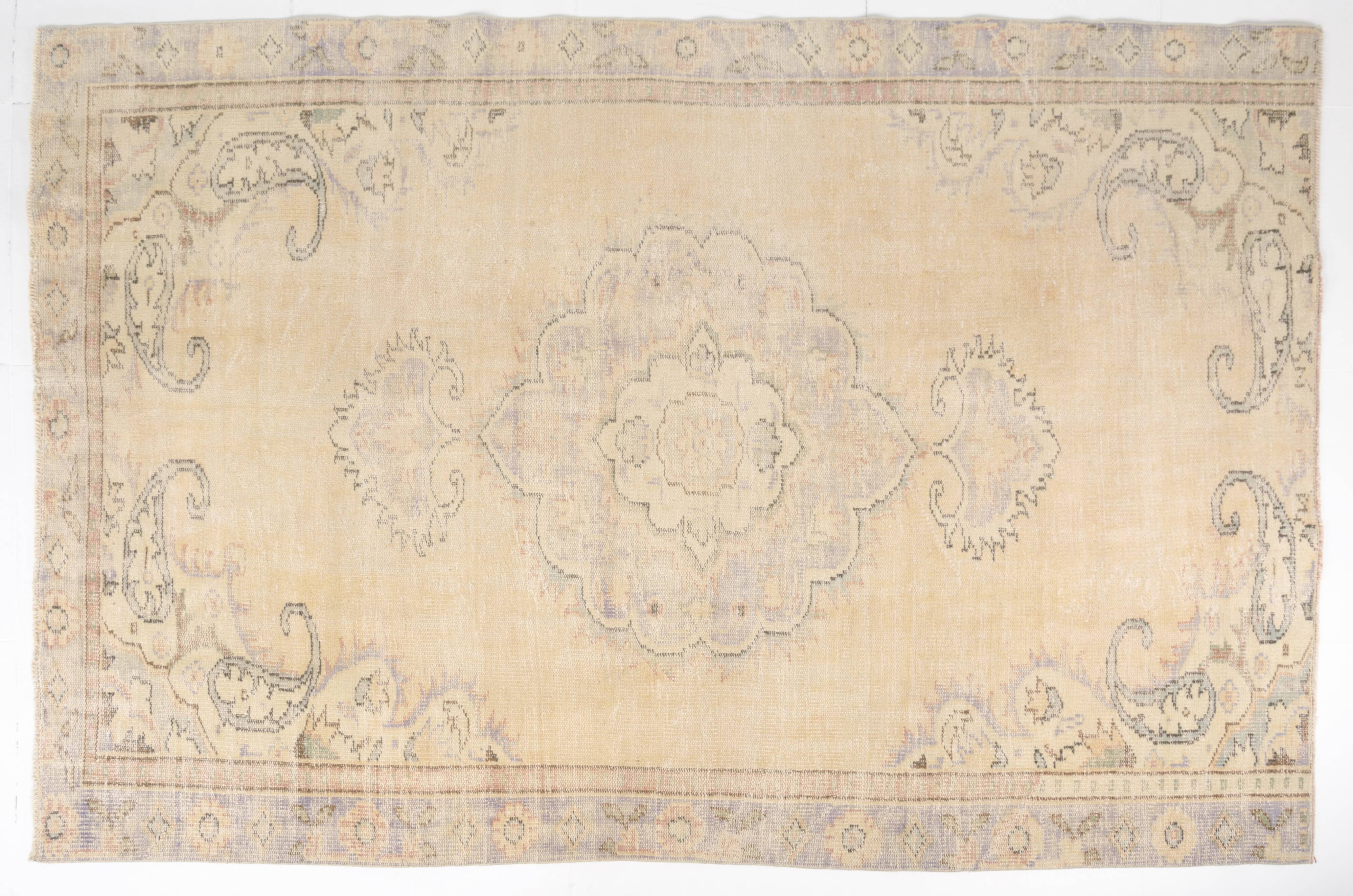 Floral Oushak Vintage Area Carpet