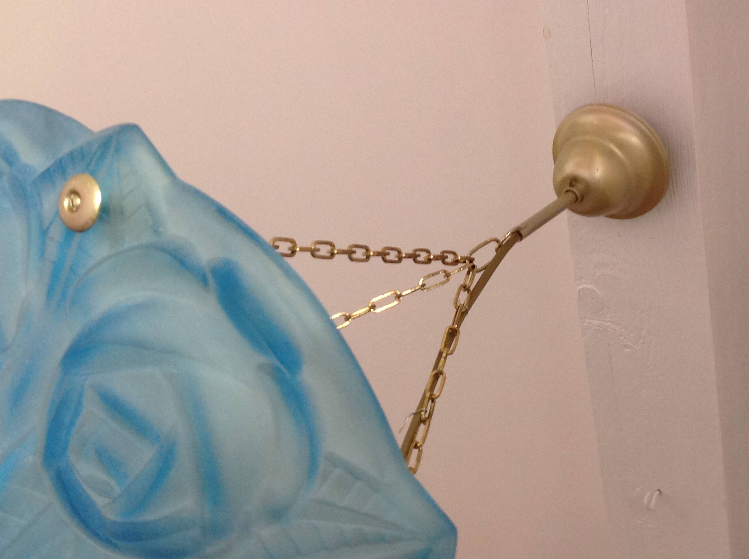 Suspension in blue glass paste signed Degué / art deco style