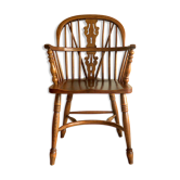 Mid century solid oak lyre-back elbow chair beautiful wood grain