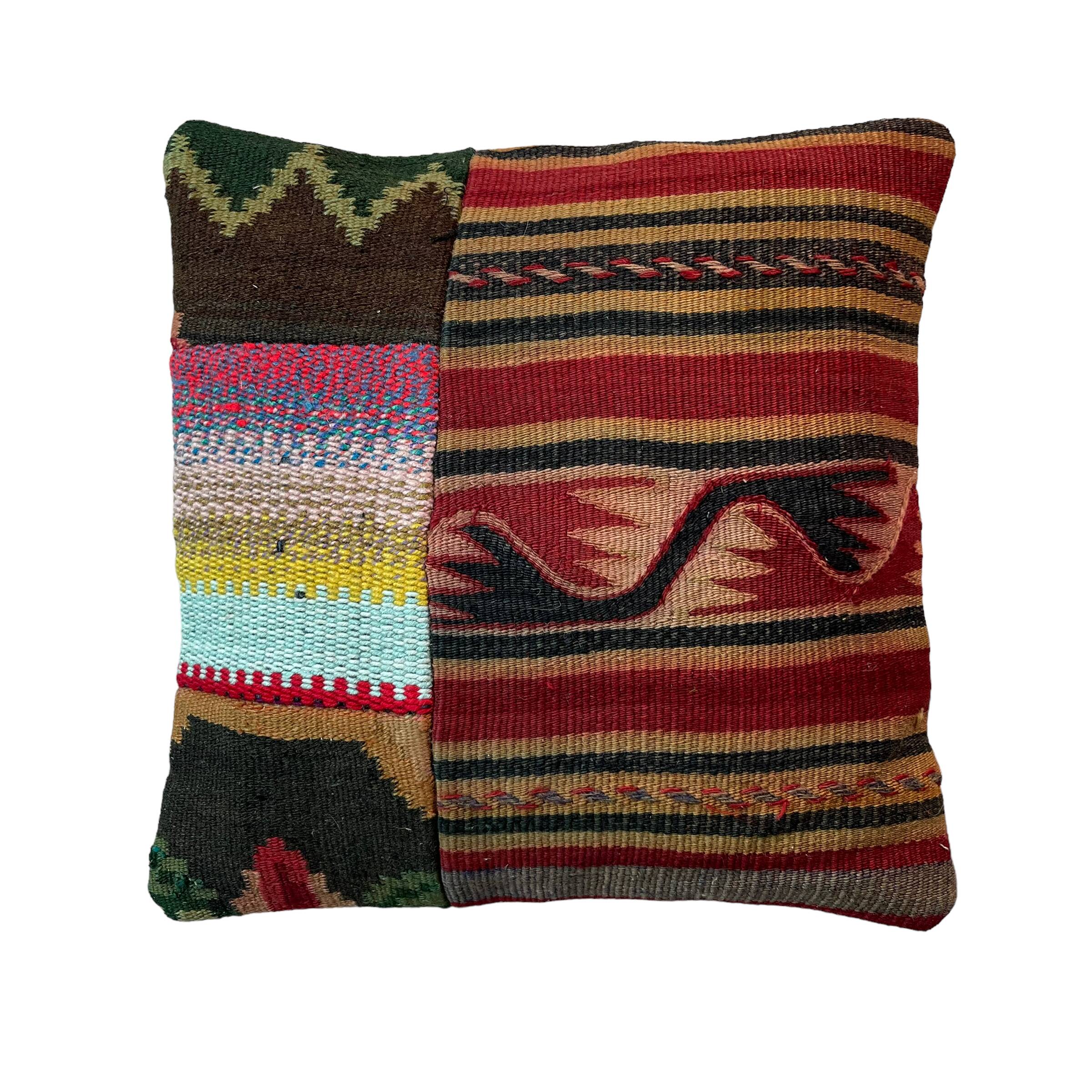 Turkish kilim patchwork cushion cover