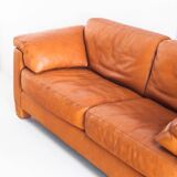 Three-seater sofa in cognac-colored leather produced by De Sede. Model DS-17/123, Switzerland, 2000s