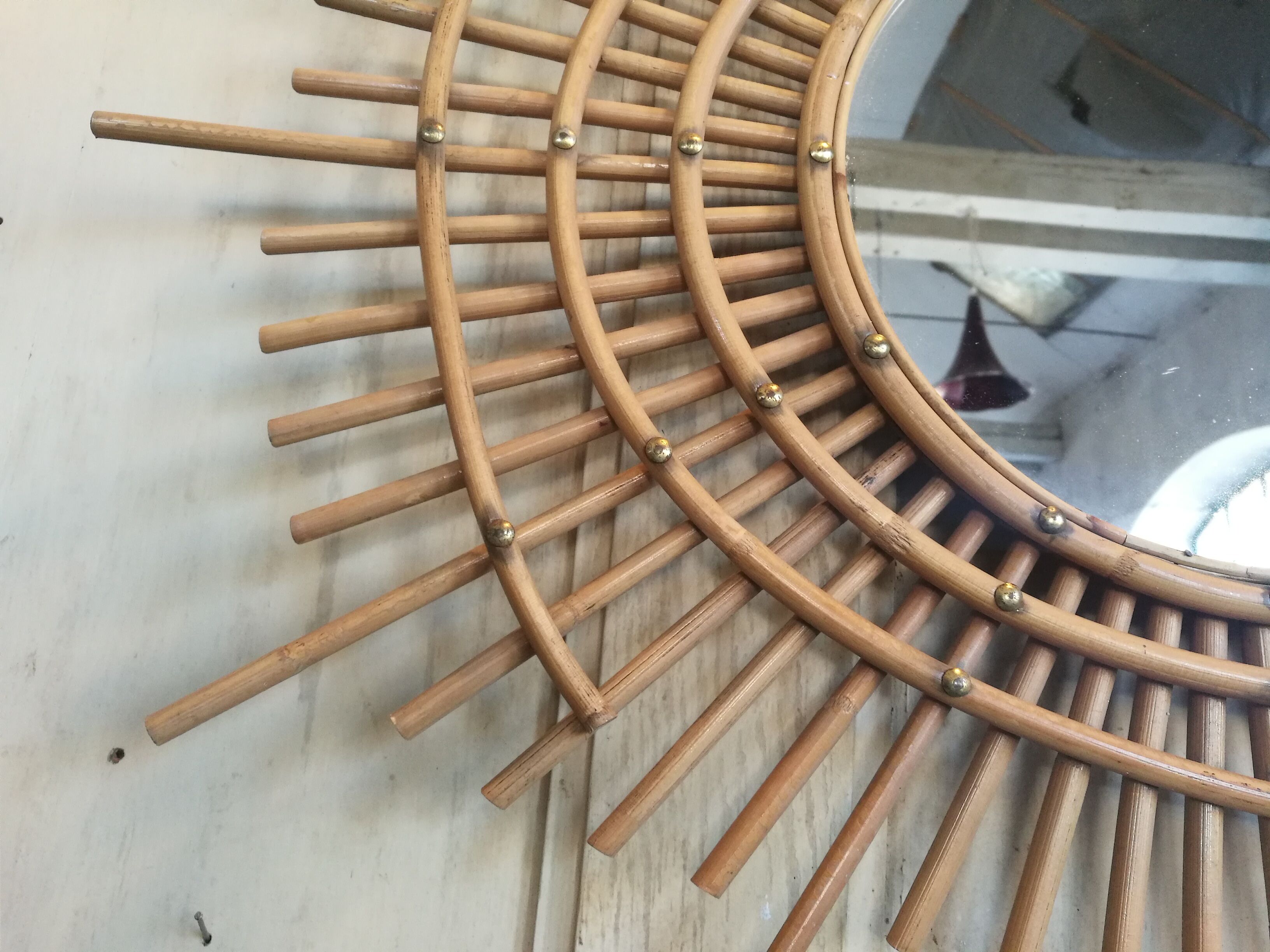 Sun in ellipse rattan mirror 83x66cm