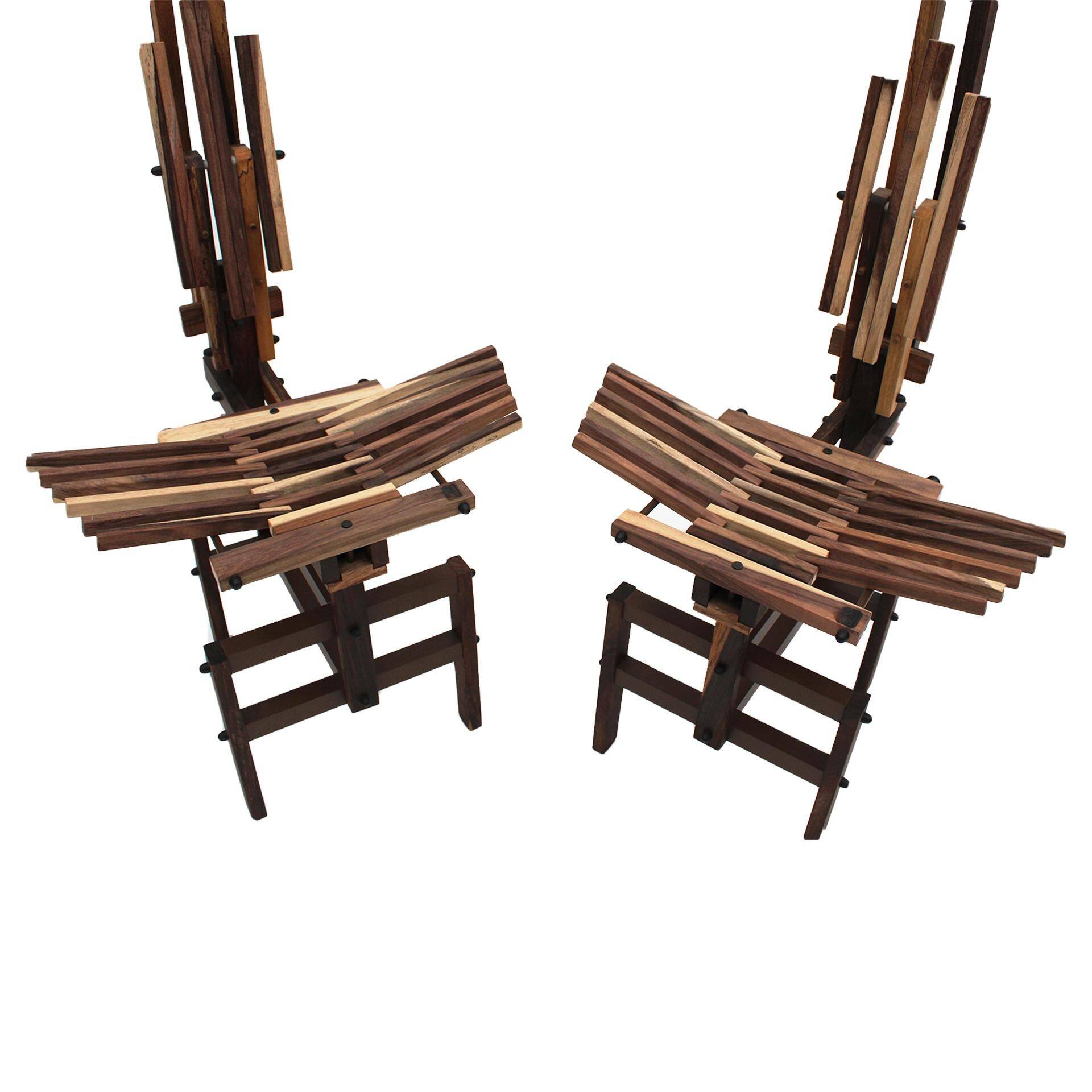 Italian Sculptural Wooden Chairs Sono by Anacleto Spazzapan, 1980s, Set of Two