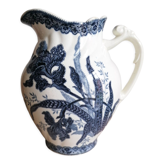 Faience pitcher decorated with blue iris
